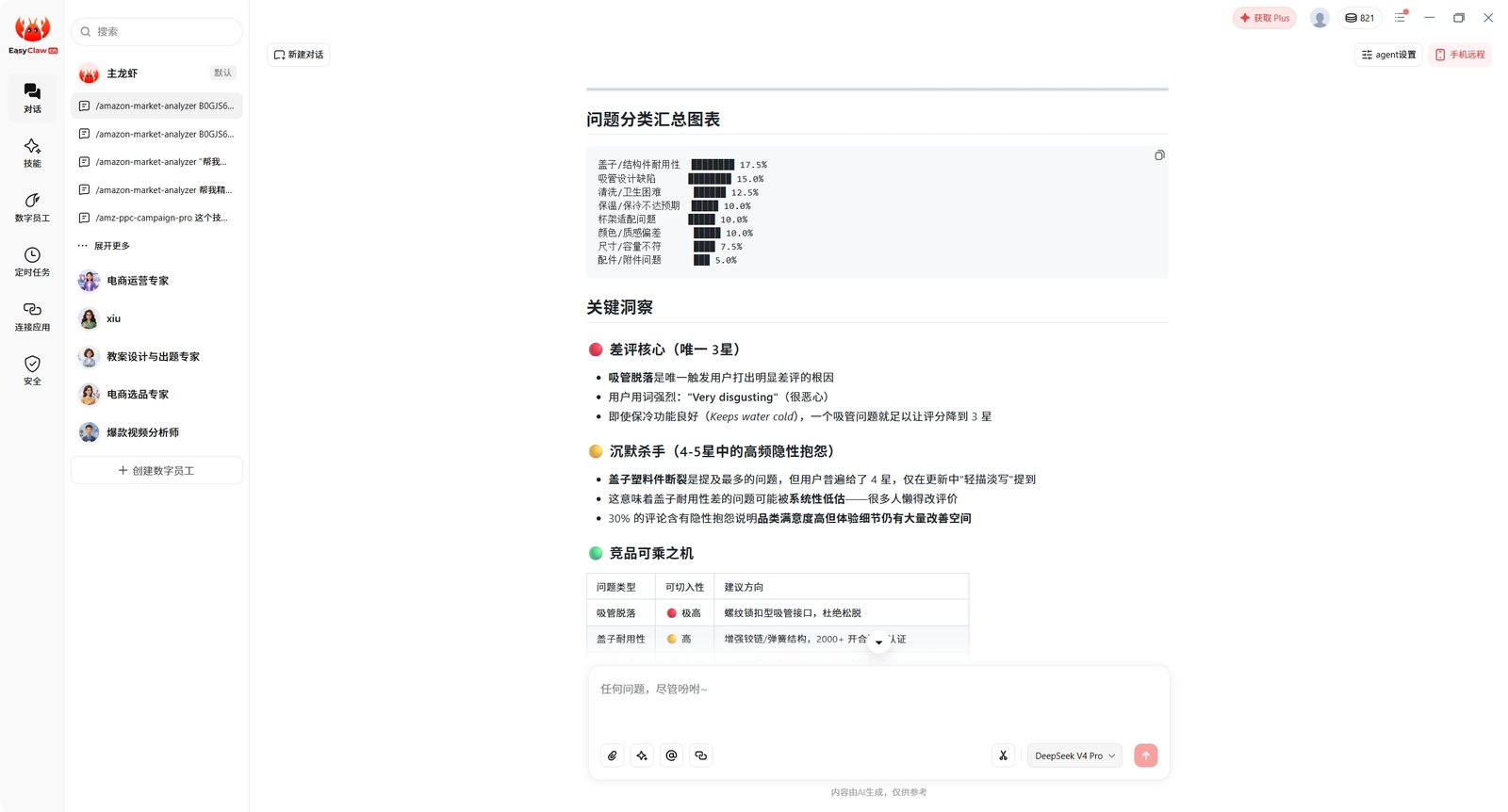 EasyClaw 对 5 个保温杯竞品评论的隐性痛点归类报告：问题分类汇总图表 + 三层关键洞察